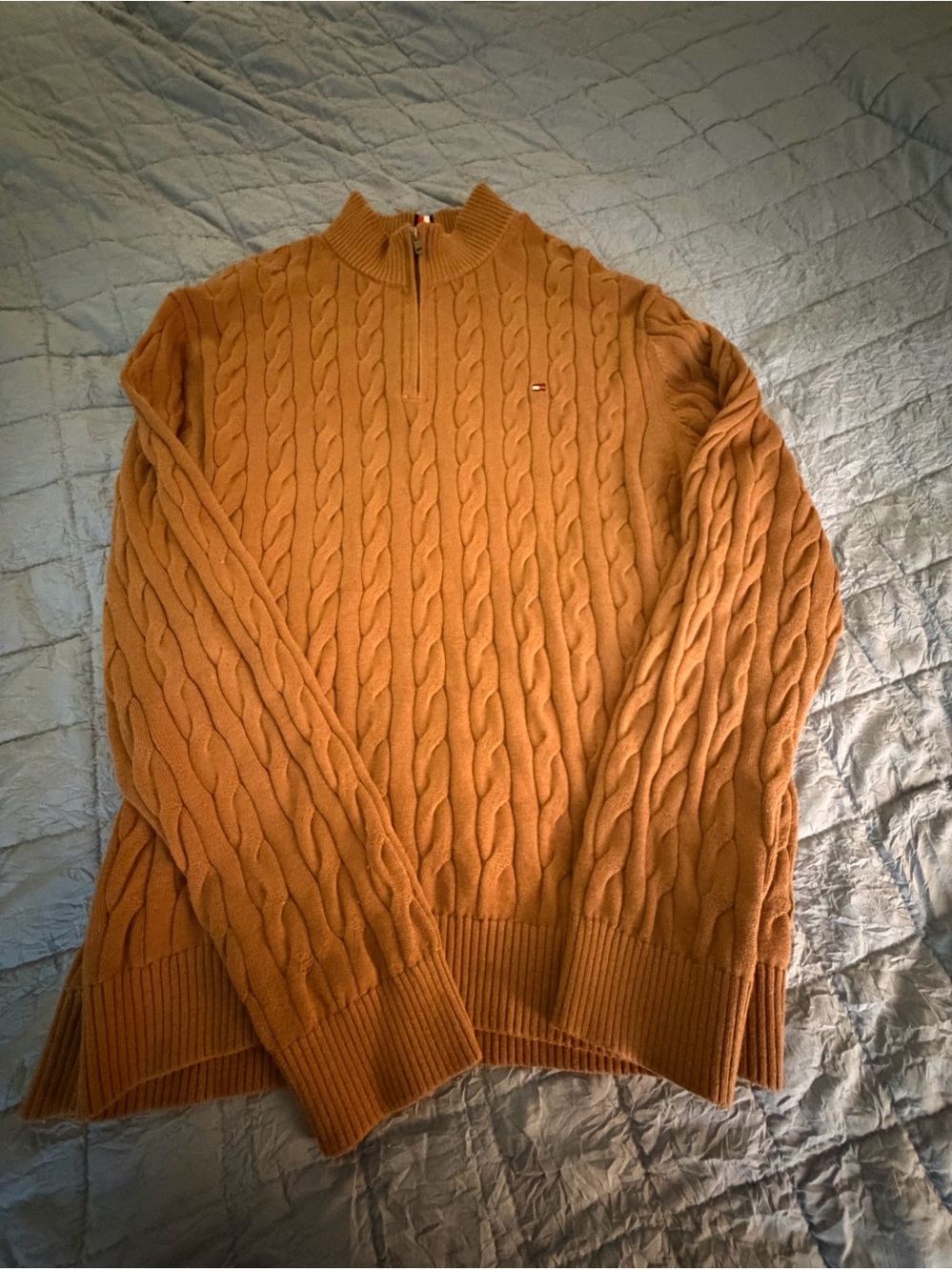 Tommy Hilfiger Men’s Cable Knit Half-Zip Sweater Camel Color Men’s XL